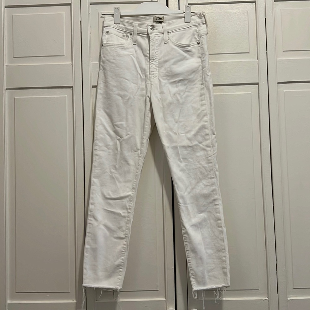 Jcrew 10” High Rise Toothpick Jeans in white Wash, Size 28